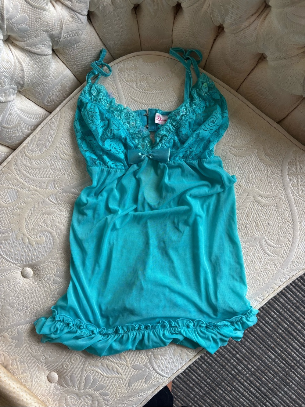 Dream Girl Turquoise Floral Lace-Trim Cami